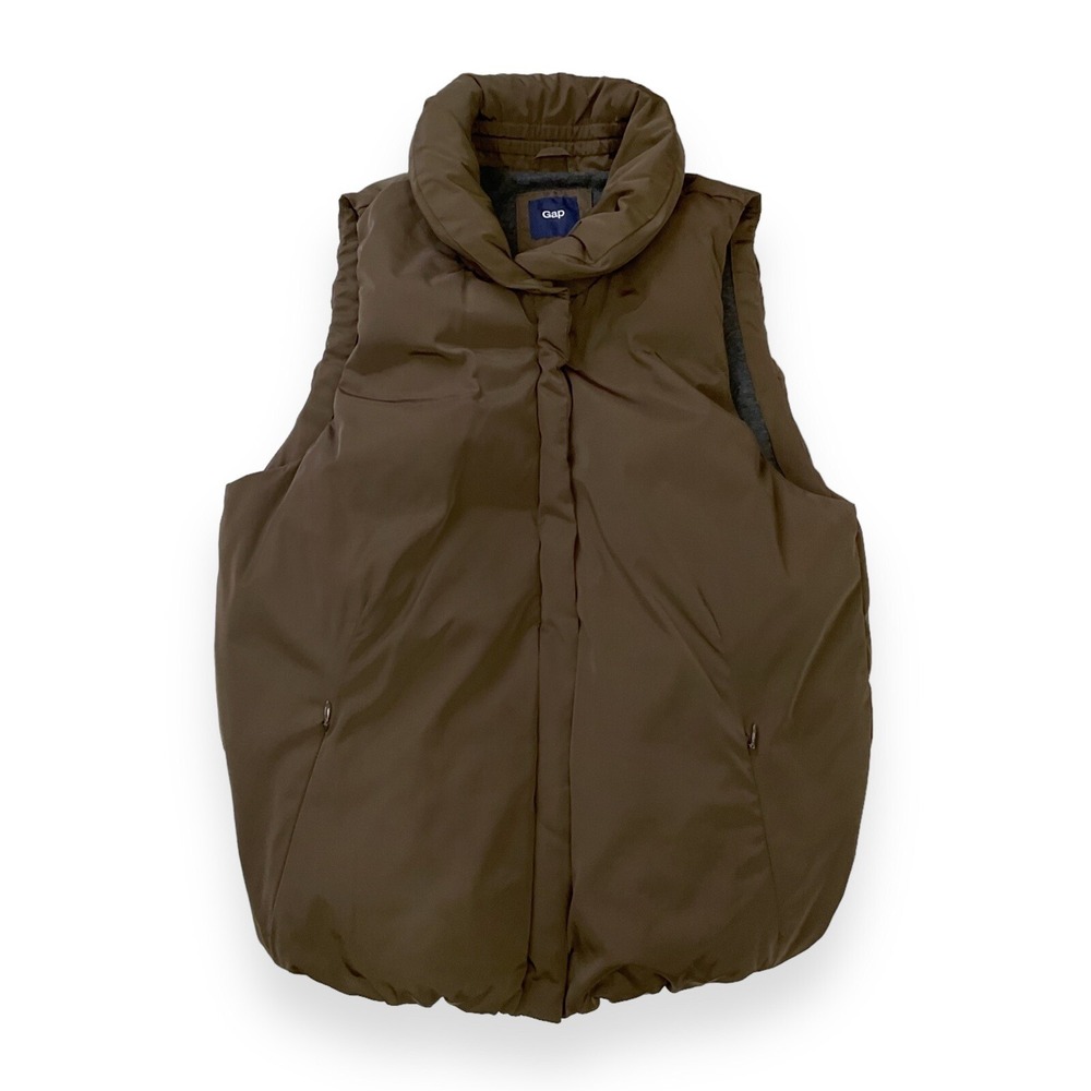 Gap Vest Womens Medium Brown Full Zip Sleeveless Puffer Jacket Gorpcore VTG